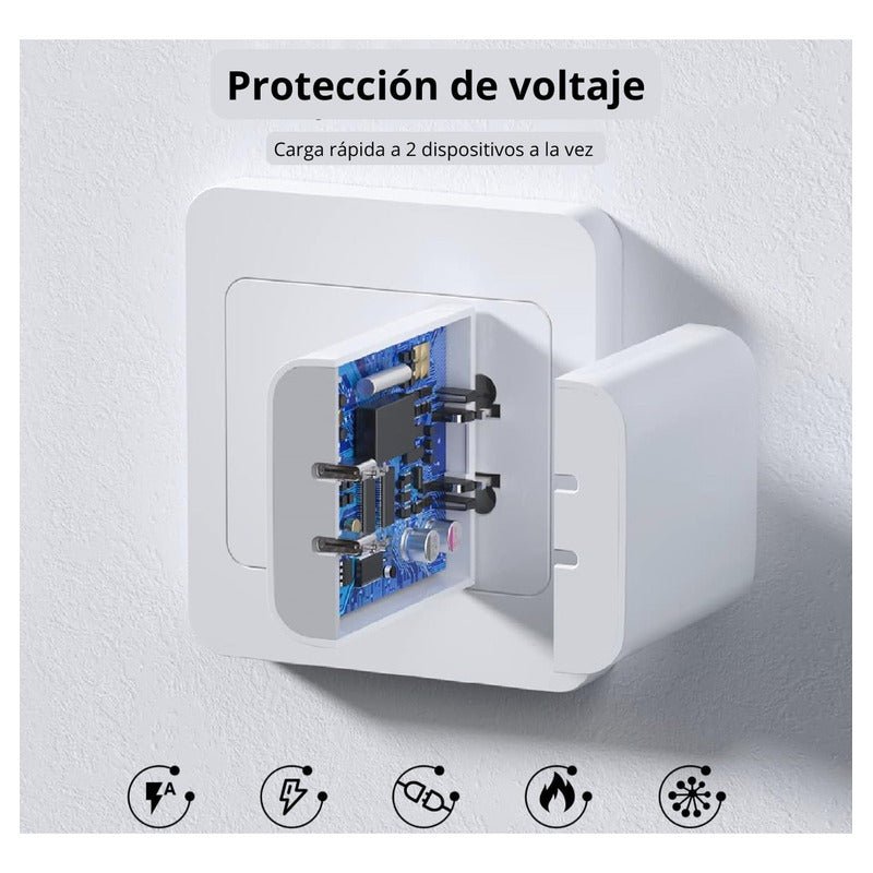 Adaptador Cargador Usb + Tipo C 20w Carga Rápida Qc 3.0 - Mi tienda