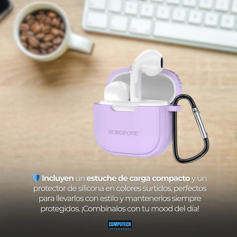 Audifonos Inalámbricos Bluetooth 5.3 Con Estuche Violeta - Marca Computech - Mi tienda