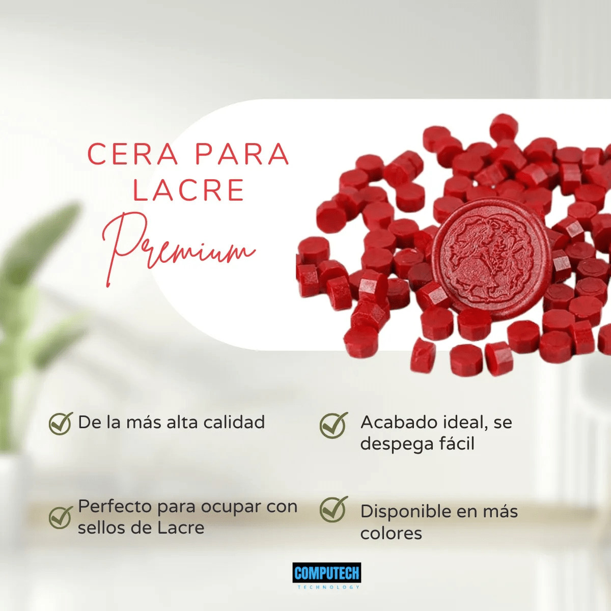 Cera para lacre rojo Premium (100 Perlas) - Mi tienda