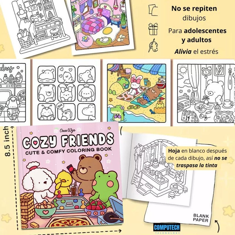 Libro Para Colorear Coco Wyo Cozy Friends Anti Estres Original - Computech - Mi tienda