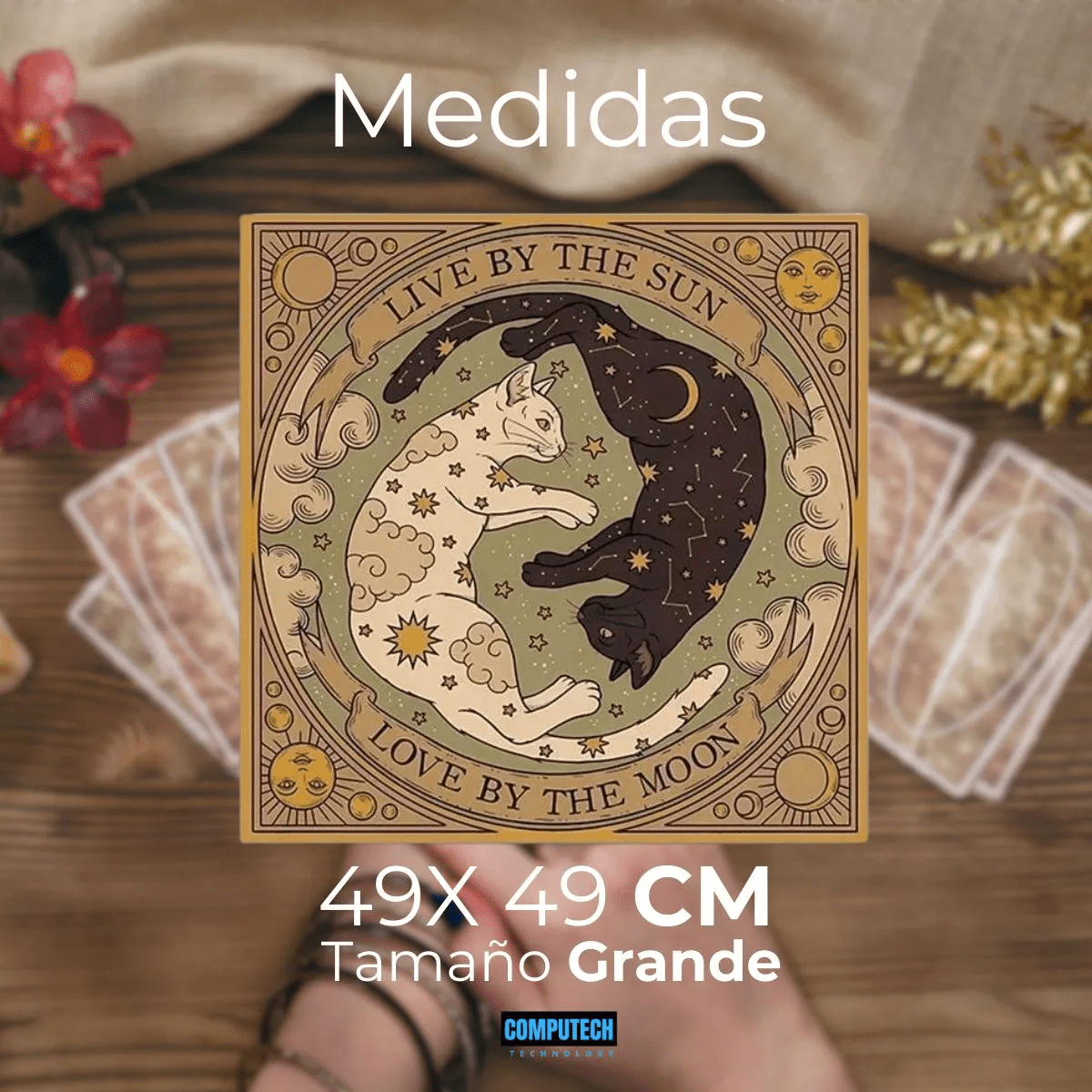 Paño de Tarot Gatos de Terciopelo: Tapete Sagrado para Oráculos y Lecturas - Mi tienda