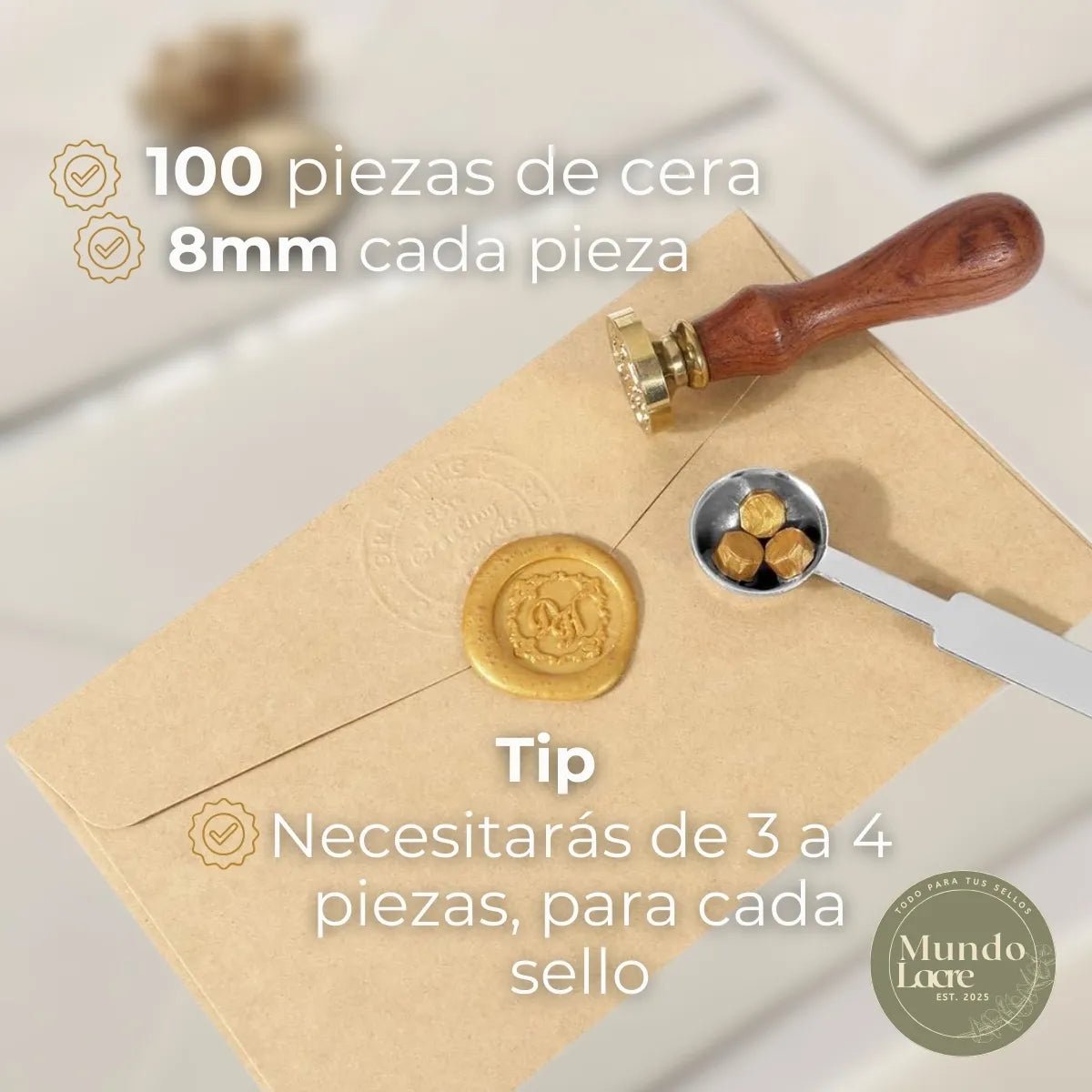 Perlas de Lacre dorado para Sellos de Lacre (100 perlas) - Mi tienda