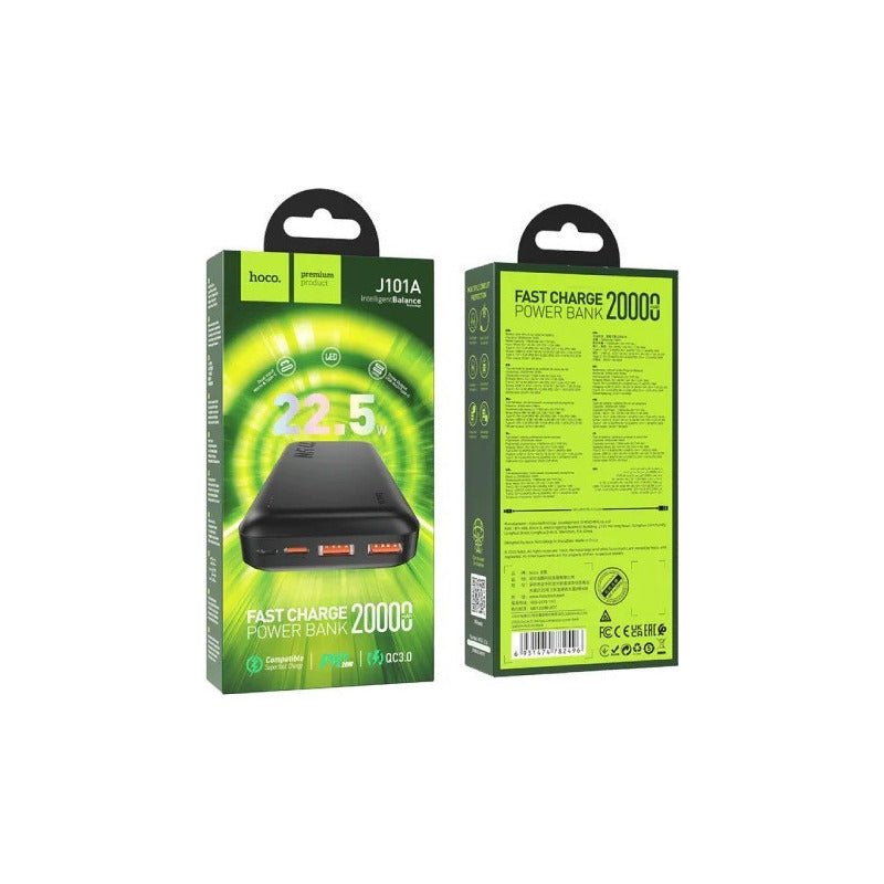 Power Bank 20000 Bateria Portatil Super Carga 22.5w Hoco Color Negro - Mi tienda