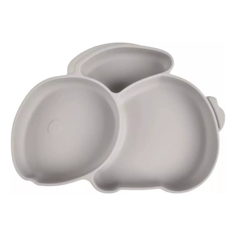 Set Plato Para Bebé Fibra De Trigo Osito Bpa Free Color Gris - Mi tienda