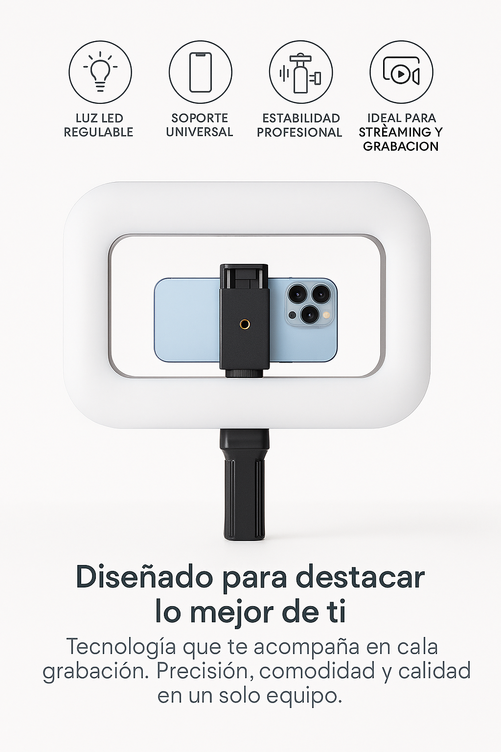 Aro Luz Led + Rig Estabilizador Celular Grabación Video