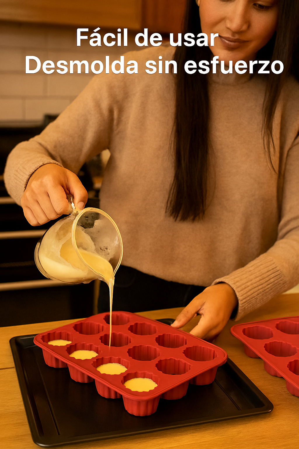 Molde para canele de silicona en uso
