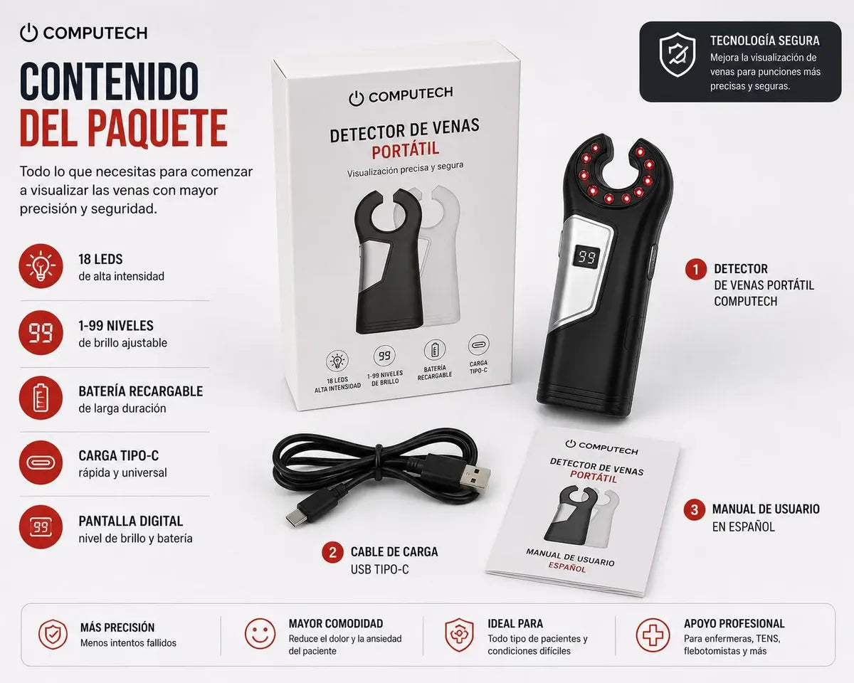 Buscador Detector De Venas Portatil Infrarojo Recargable
