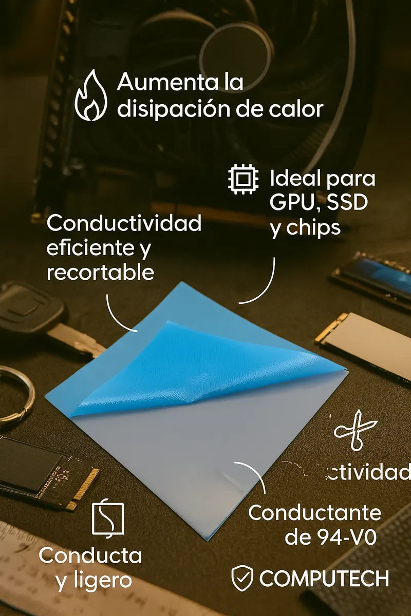 Thermal Pad 16W/mK 0.5mm - 100x100mm Alto Rendimiento GPU/CPU