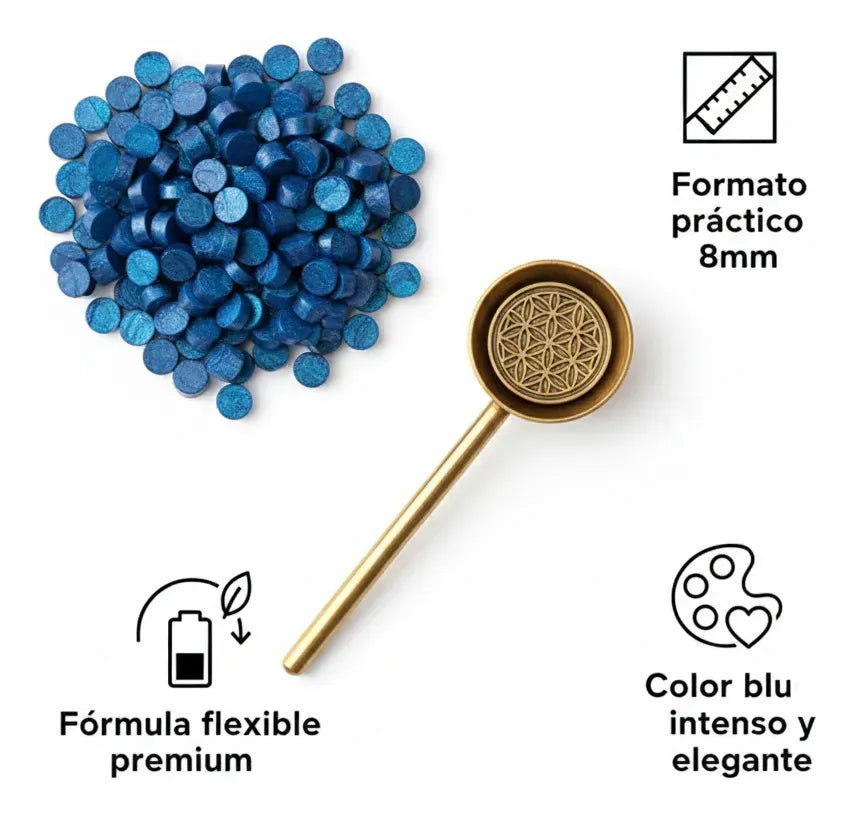 Cera Para Lacre Azul Premium - 100 Perlas