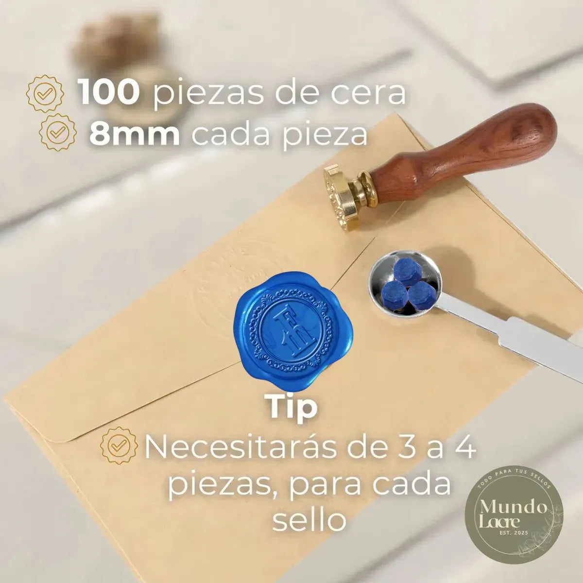 Cera Para Lacre Azul Premium - 100 Perlas