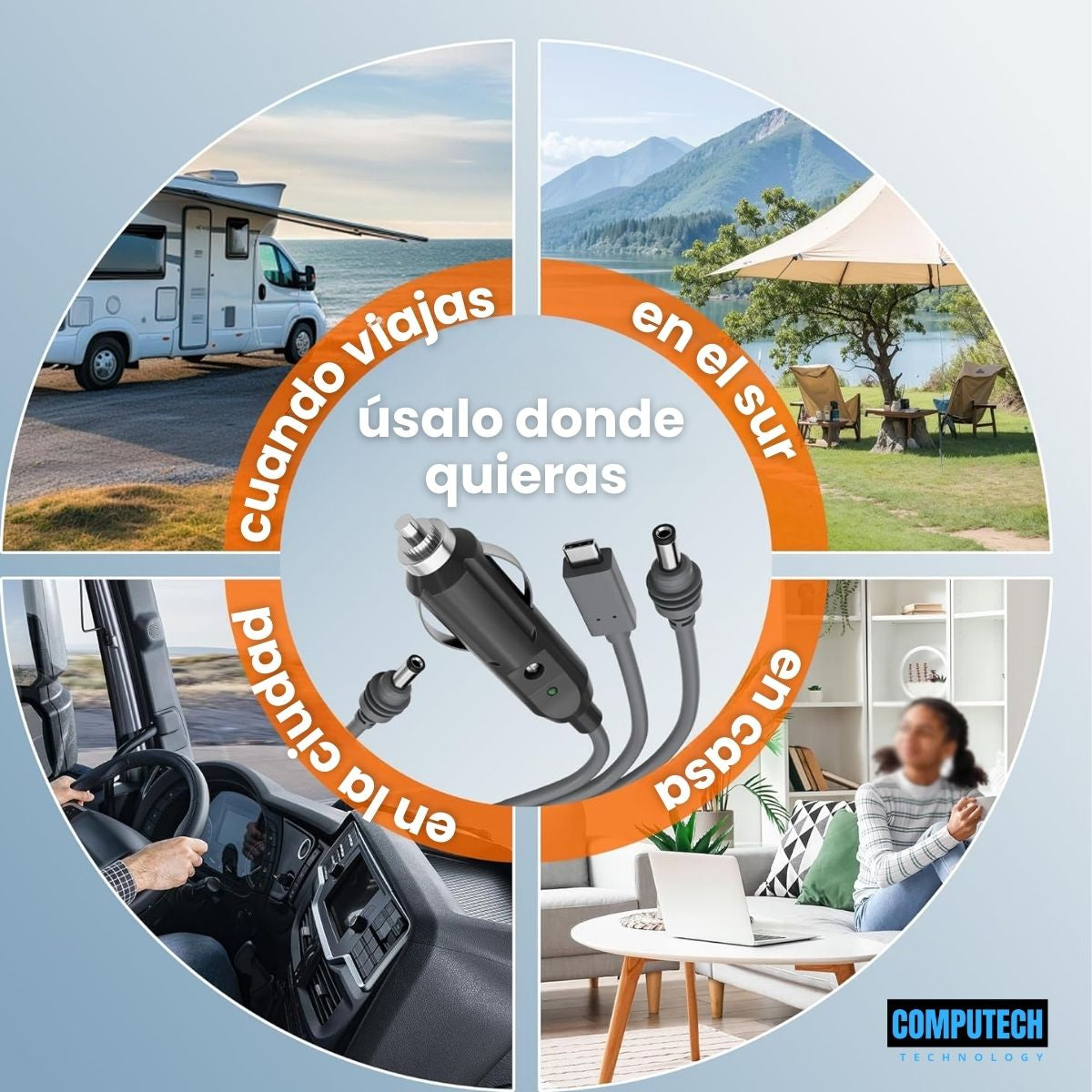 Cable Cargador de Auto Premium 3 En 1 para Starlink Mini | 12V 2 metros