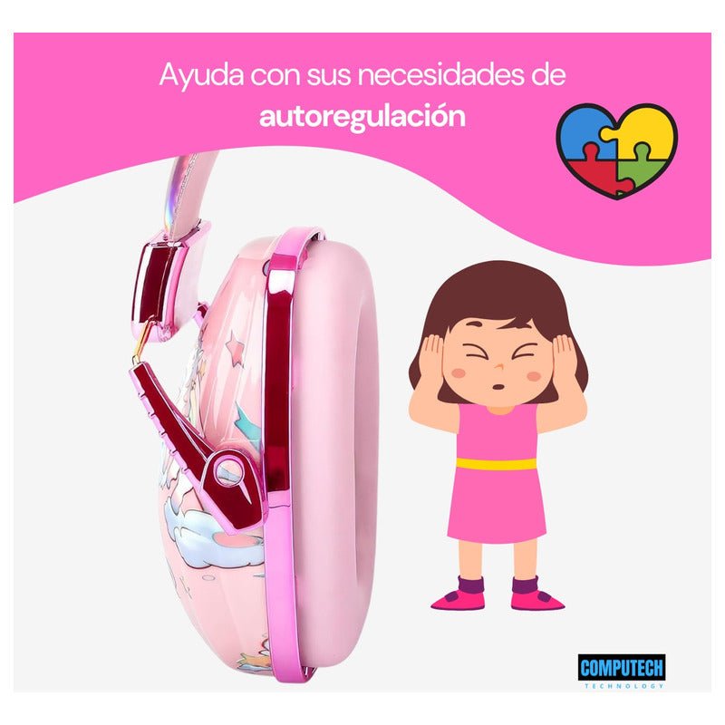 Audifonos Orejeras Antiruido De Unicornio Rosa Niños Y Jovenes Tea - Marca Computech - Mi tienda