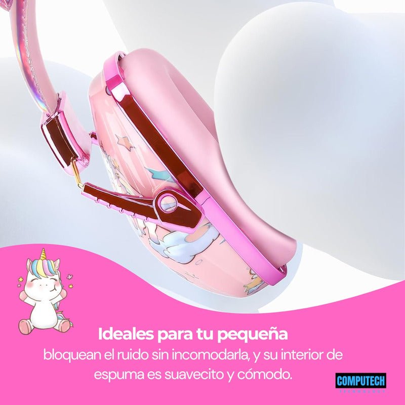 Audifonos Orejeras Antiruido De Unicornio Rosa Niños Y Jovenes Tea - Marca Computech - Mi tienda