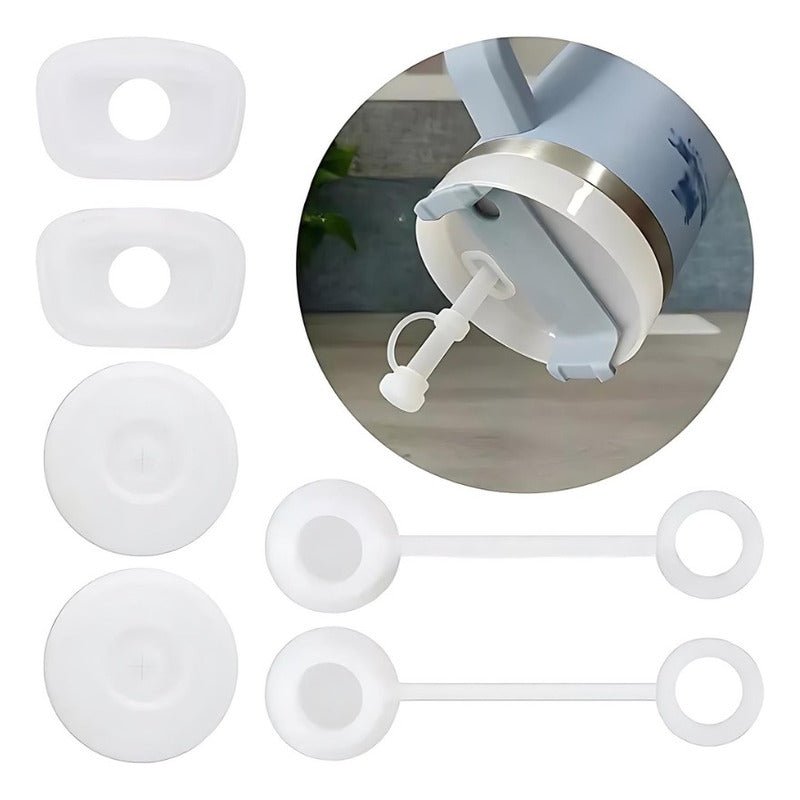 Bombilla Pajita Set 6 + Tapas Antiderrame Set 2 Compatible - Mi tienda