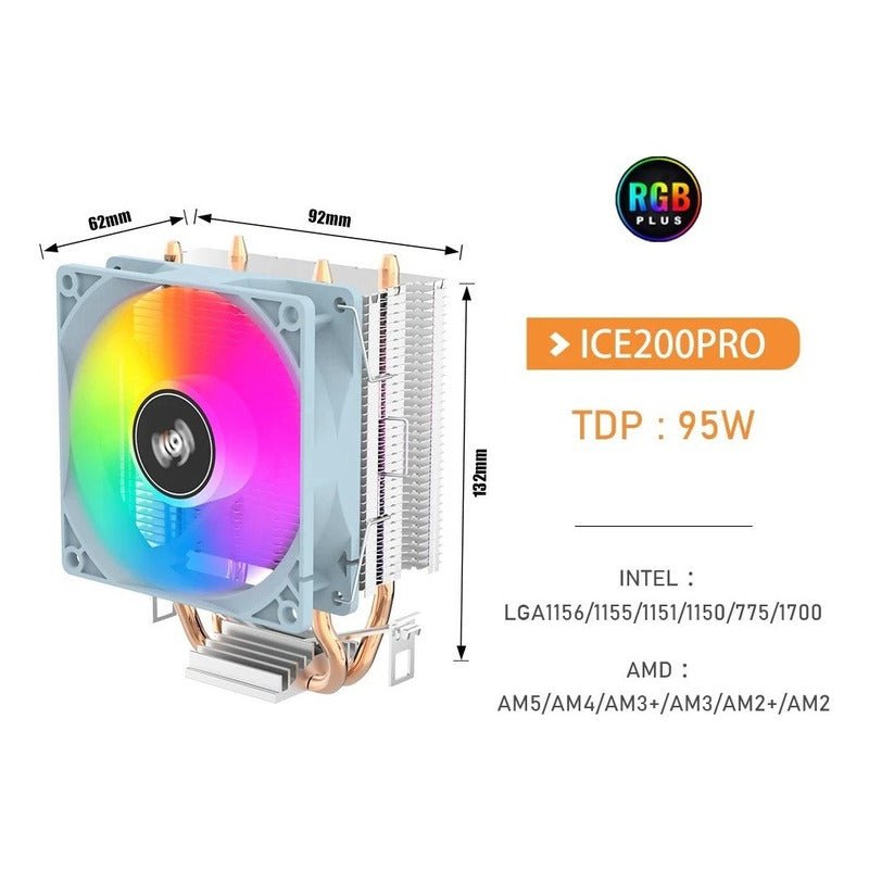 Cpu Enfriadora Gamer Aigo Ice200pro Rgb Blanco Para Procesadores Intel Y Amd - Mi tienda