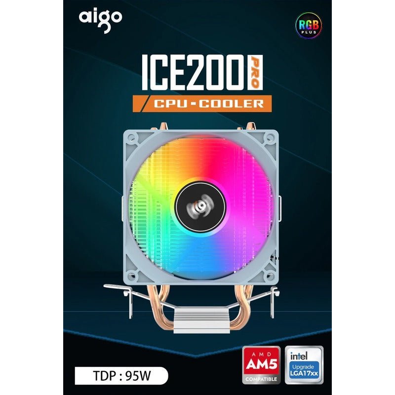 Disipador Ice200pro Cpu Cooler Aigo Rgb 90mm Intel Amd Pc - Mi tienda