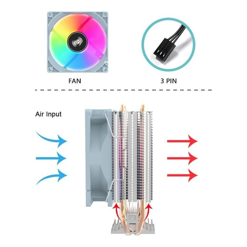 Disipador Ice200pro Cpu Cooler Aigo Rgb 90mm Intel Amd Pc - Mi tienda
