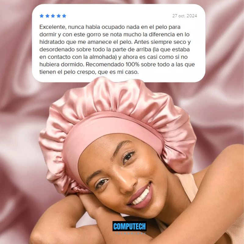 Gorro De Satín Seda Para Dormir Evita El Frizz Mrca Computech - Rosa Claro - Mi tienda