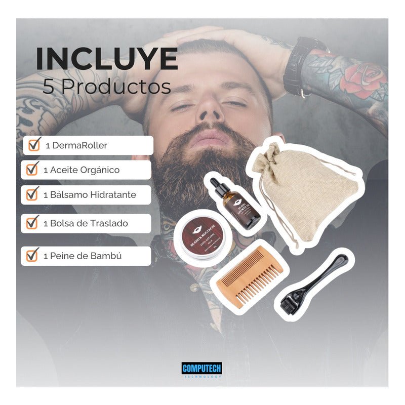 Kit Para El Crecimiento Y Cuidado De Barba Dermaroller - Mi tienda