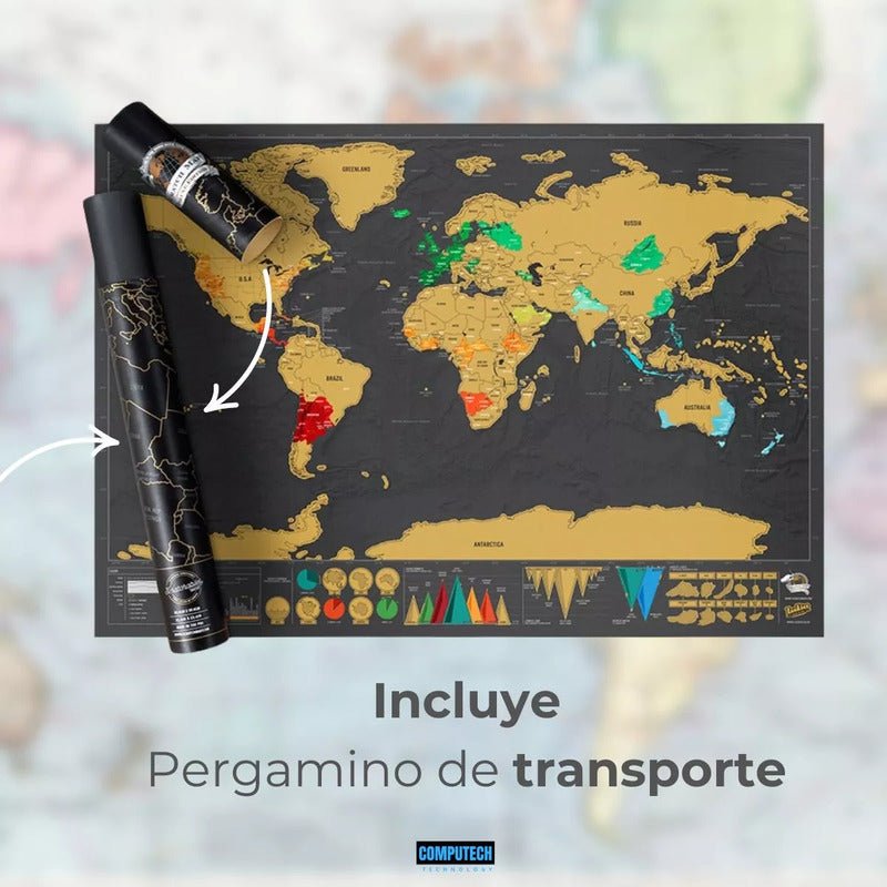 Mapa Raspable Chile (En Pergamino para Regalo) - Mi tienda