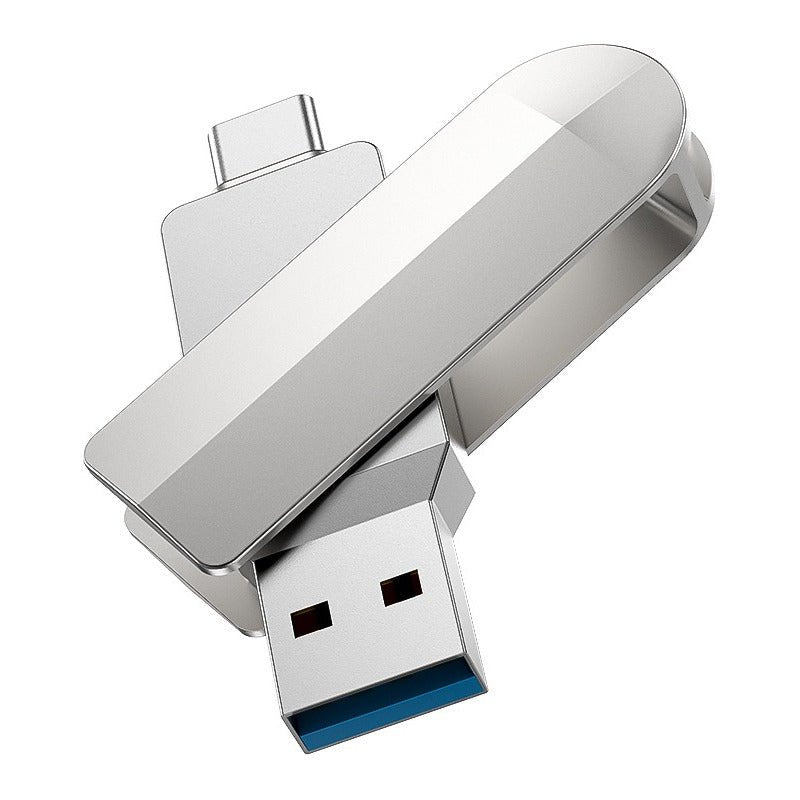 Memoria Flash Usb 3.0 64gb Hoco. Dos Entradas Tipo A Tipo C Color Plateado Metal - Mi tienda