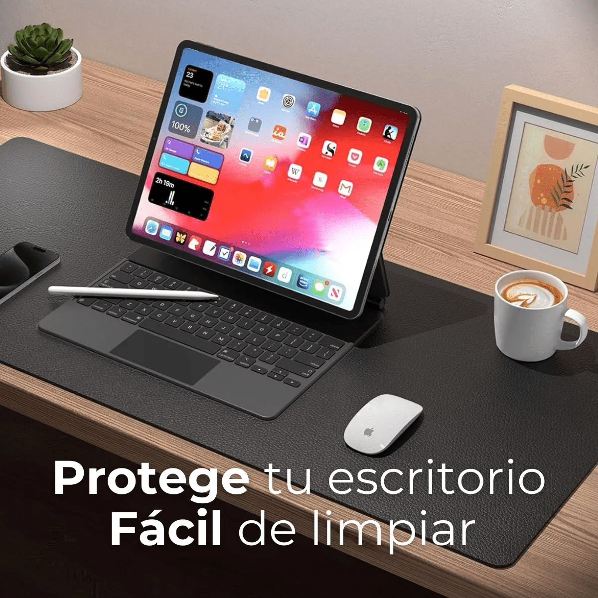 Mousepad para Escritorio de Cuero Negro 80x40cm - Mi tienda