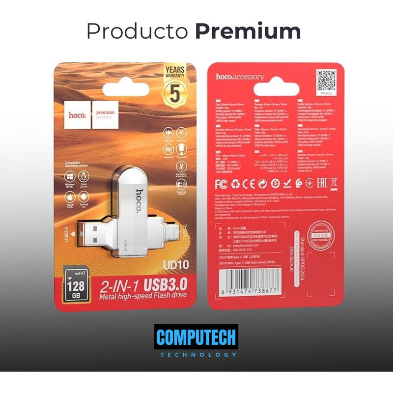 Pendrive Usb 3.0 64gb Hoco Usb Y Tipo C Memoria Flash 64gb - Marca Hoco Computech - Mi tienda