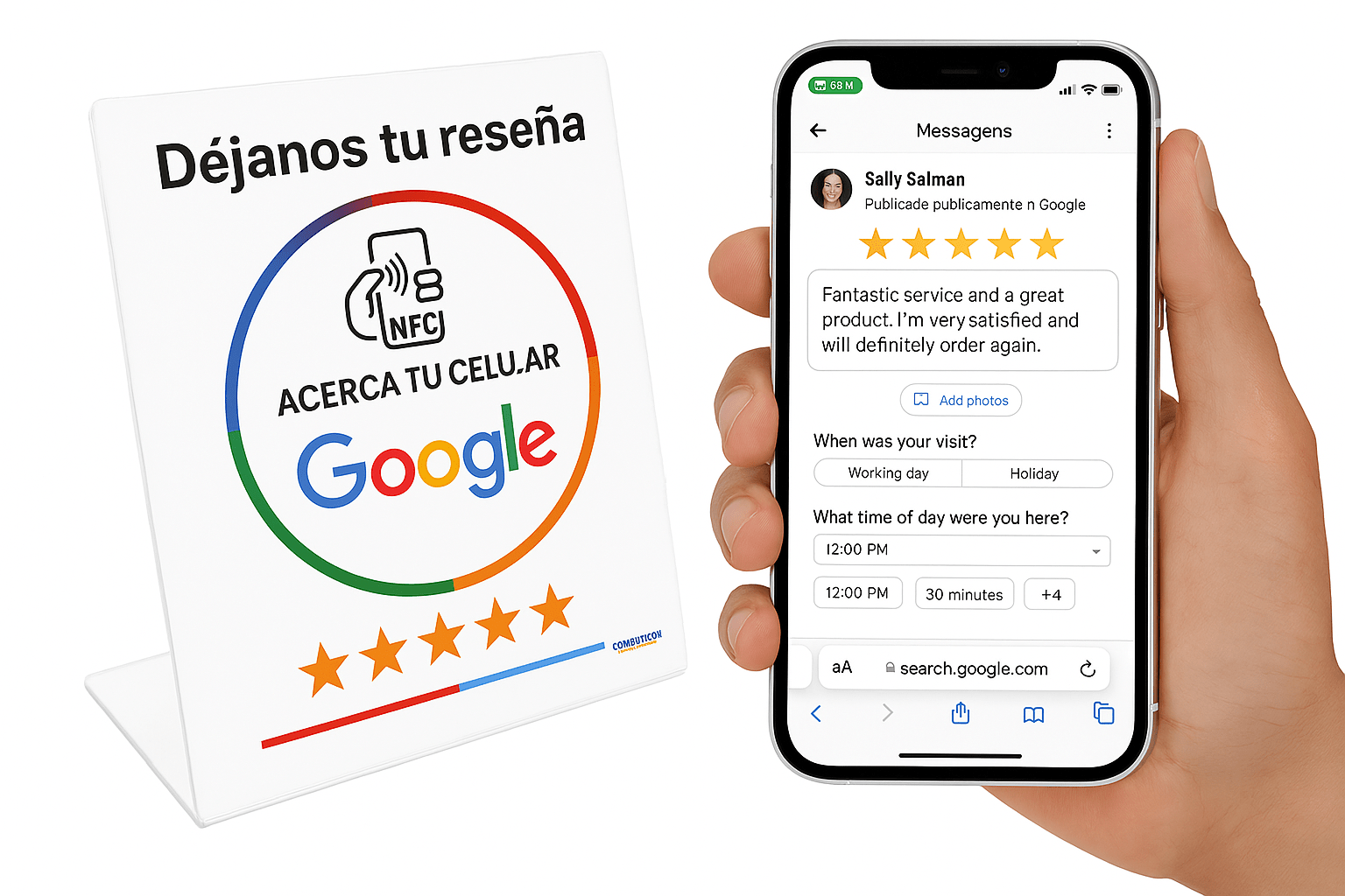 Stand NFC para reseñas de Google - Mi tienda