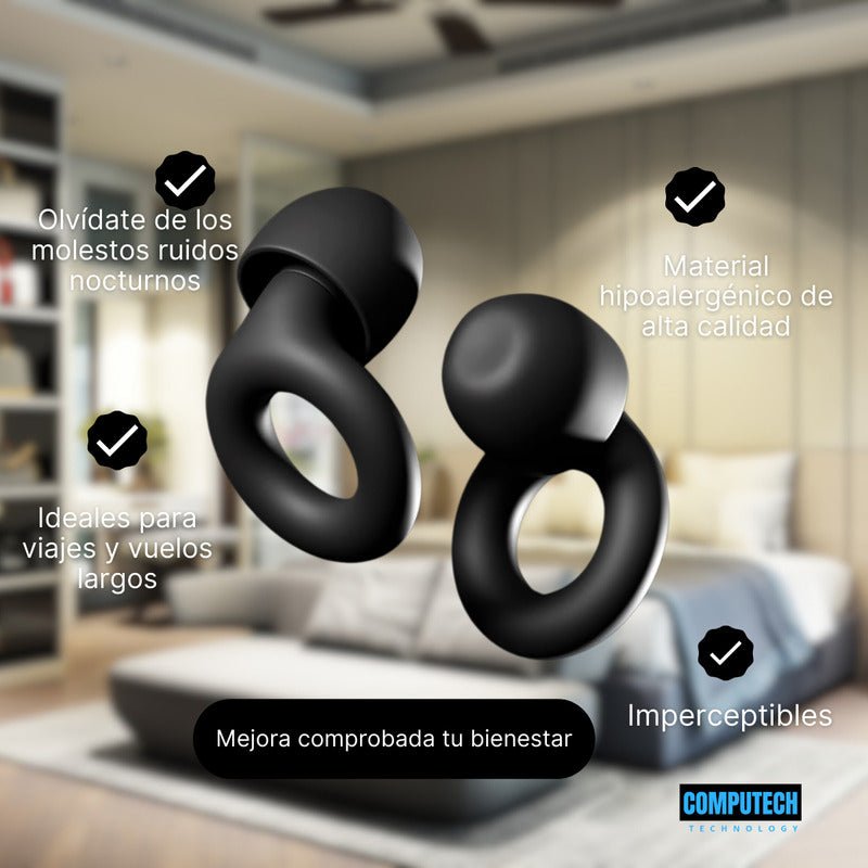 Tapones Para Dormir Marca Computech Reutilizables | Reducción De Ruido 27 Db | A Dormir, Estudiar Y Viajar - Mi tienda
