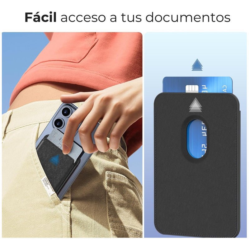Tarjetero Magnetico De Cuero - Negro - Marca Computech - Mi tienda