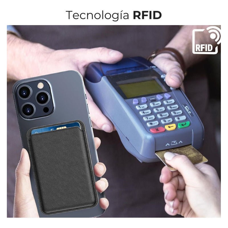 Tarjetero Magnetico De Cuero - Negro - Marca Computech - Mi tienda