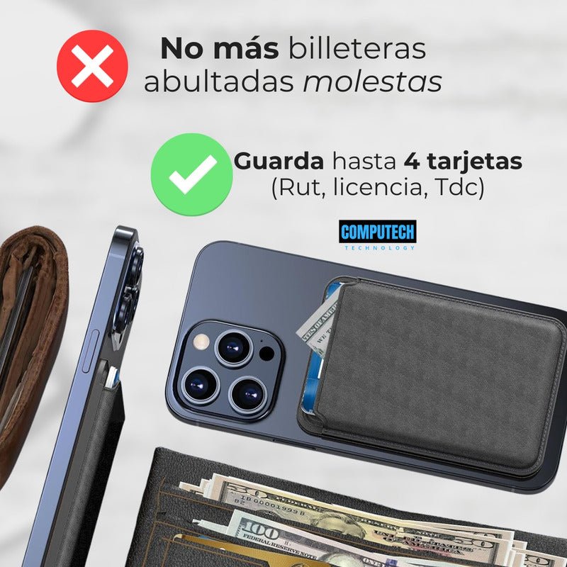 Tarjetero Magnetico De Cuero - Negro - Marca Computech - Mi tienda