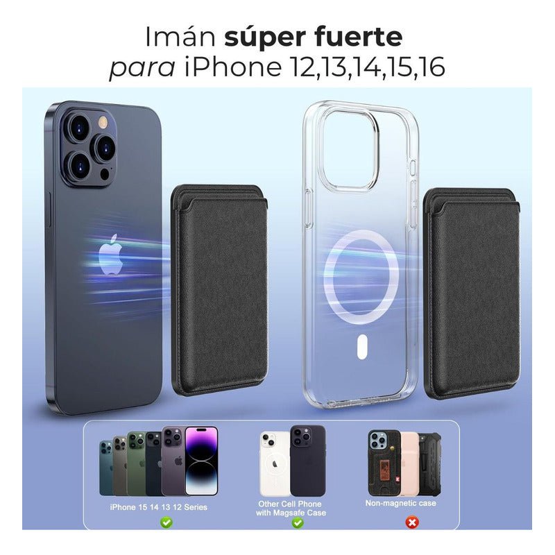 Tarjetero Magnetico De Cuero - Negro - Marca Computech - Mi tienda